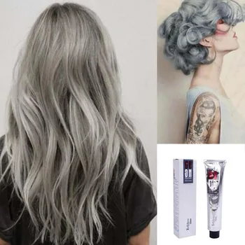

100ml Fashion Hair Cream Unisex Smoky Gray Punk Style Light Grey Silver Permanent Hair Dye Color Cream Girls Beauty Hair Colors