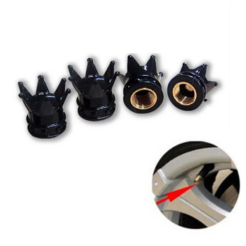 4 шт./лот Черная Корона шинный стержень колеса клапан воздушная Пылезащитная