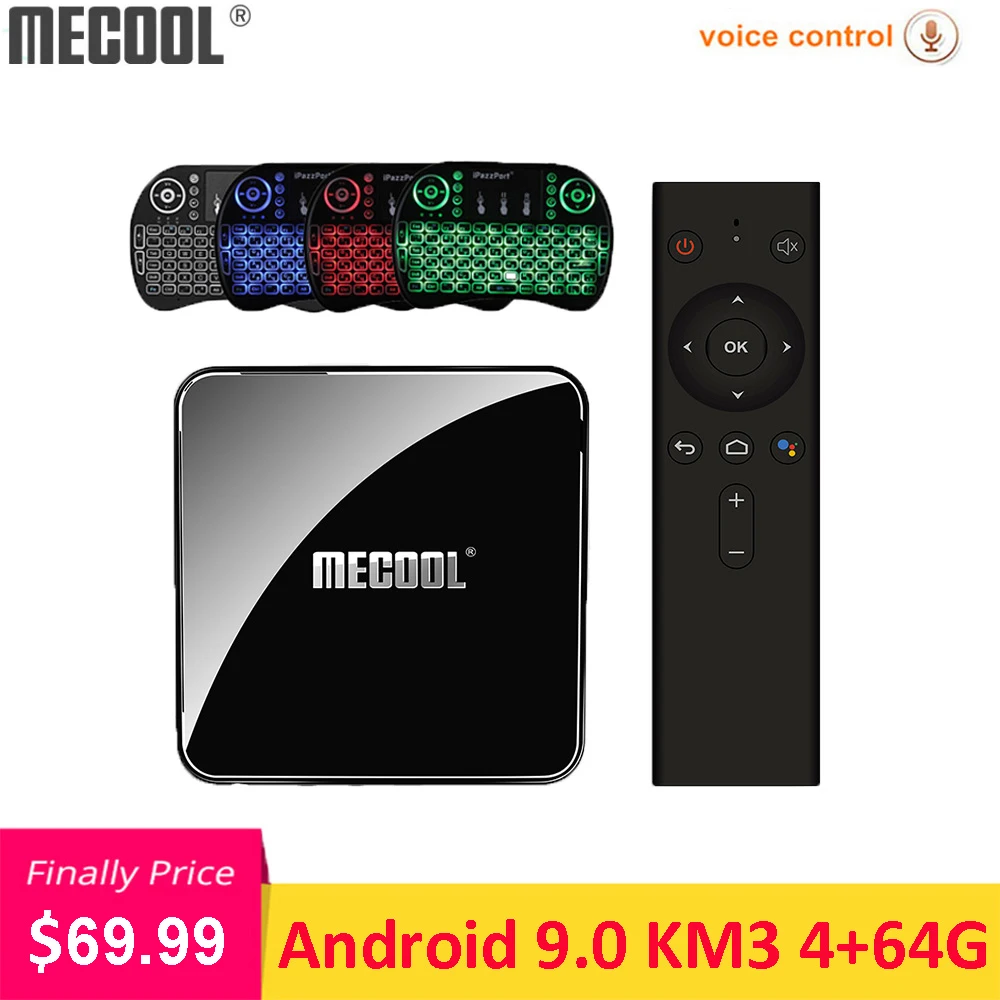 

MECOOL KM3 Android 9.0 Voice Control TV Box Amlogic S905X2 2.4G 5G WiFi Bluetooth 4.1Set Top Box Support 4K HD Media Player