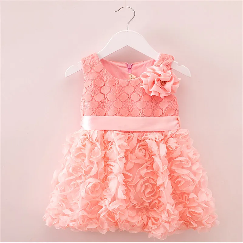 

New Kids Girls Birthday Girl Formal Dress Sleeveless Vest Princess Lace Dress 3 color Baby O-neck Regular Dresses Flower Vestido