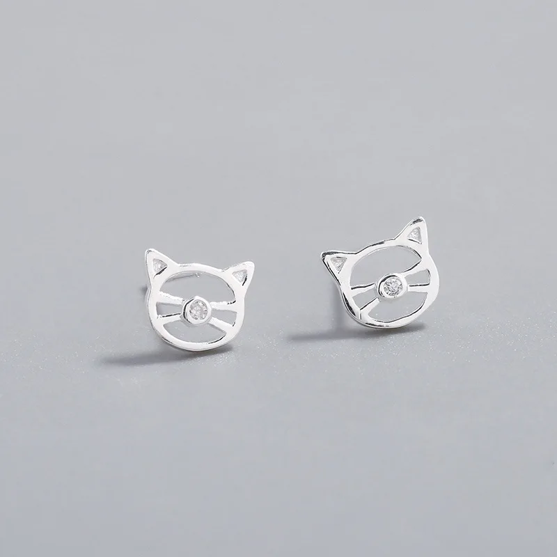 Cat cz серьги 100% 925 пробы серебряные ювелирные изделия гипоаллергенный стержень для