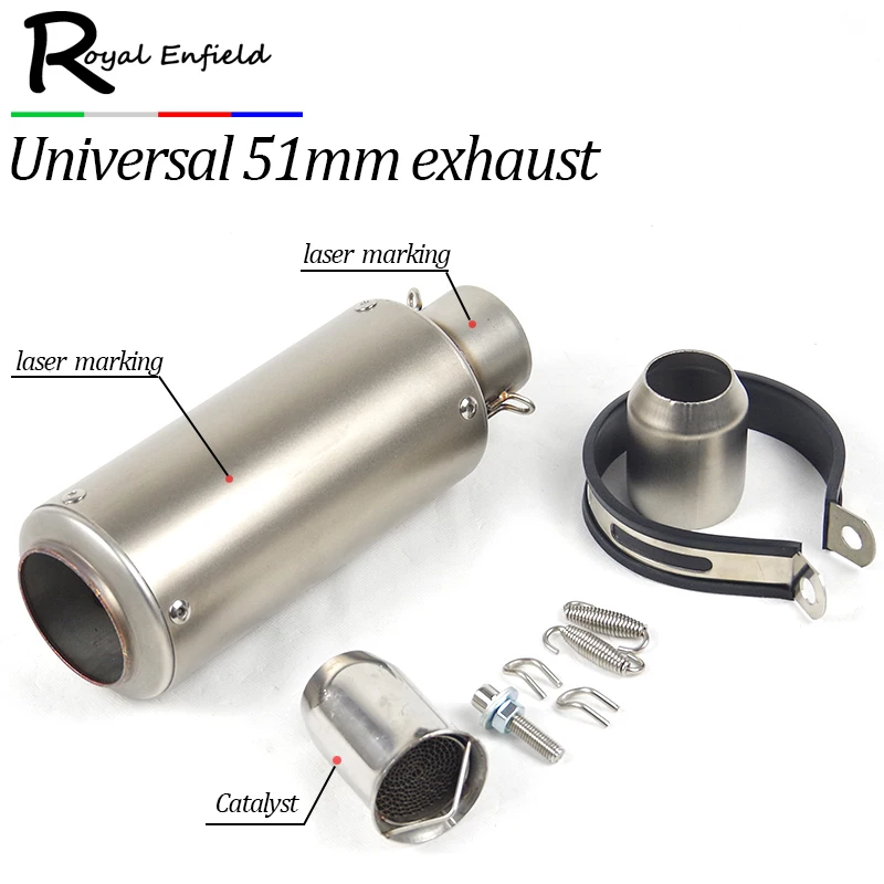 

Laser marking New Motorcycle Exhaust Pipe Scooter Modified 51mm exhaust Muffler pipe For KAWASAKI ER6N for BMW S1000RR