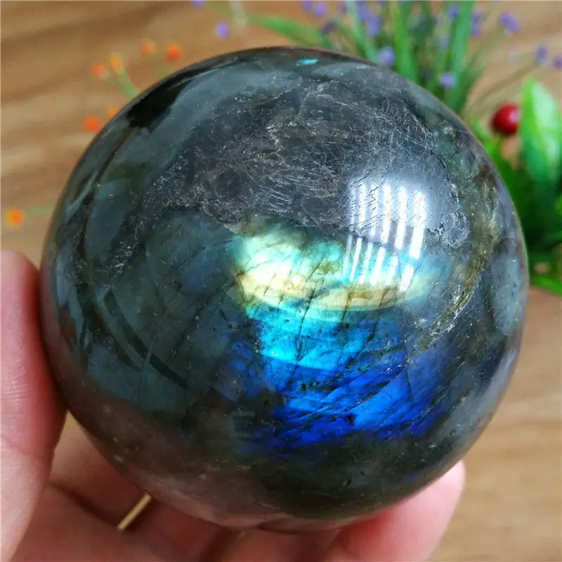 

WW 05870 Natural Labradorite Crystal Sphere Ball Healing