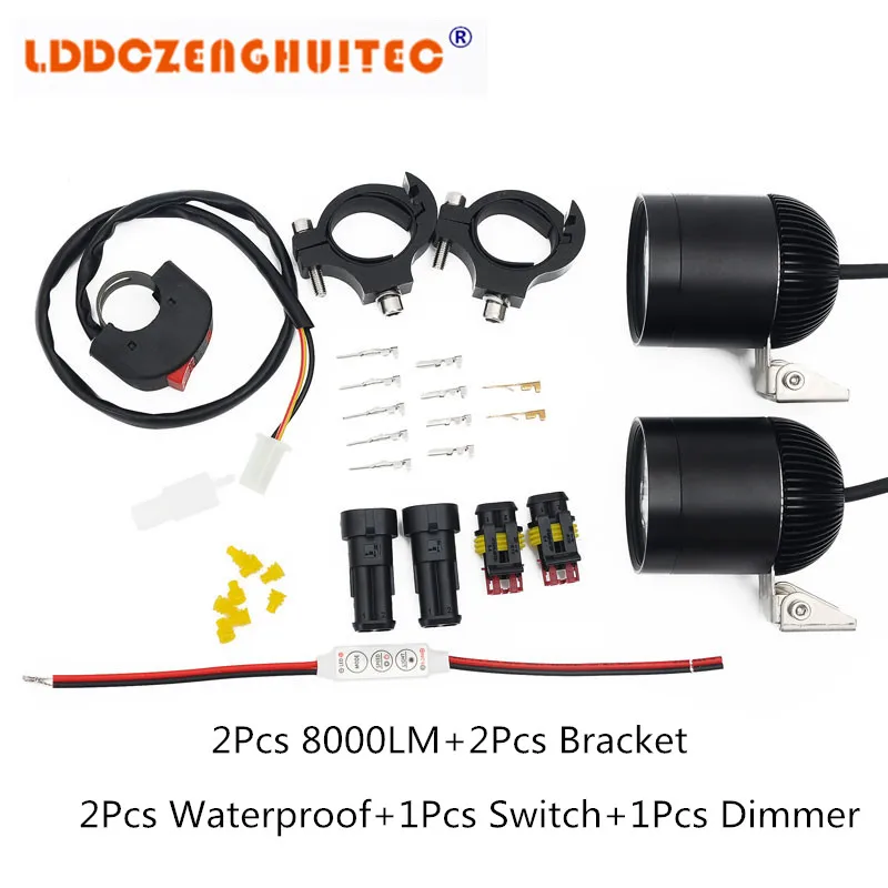 

LDDCZENGHUITEC Universal Waterproof Black LED Motorcycle light Motor Headlight Spot Light Auxiliary lamp Fog lamp