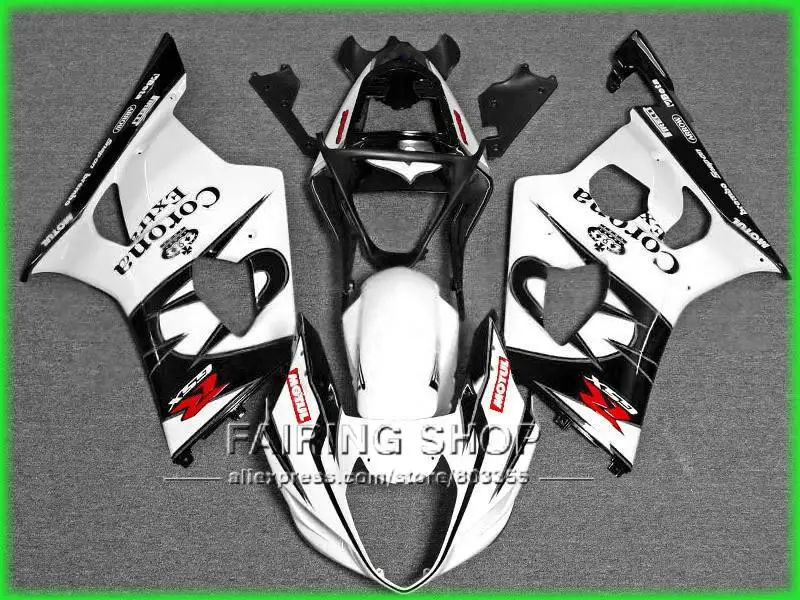

Injection ABS plastic fairing kit for Suzuki GSXR1000 03 04 K3 K4 white black fairings set GSXR 1000 2003 2004 WT13