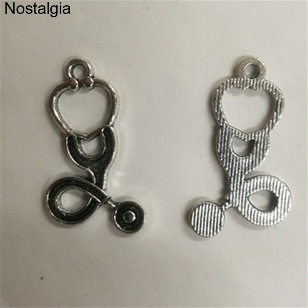 Nostalgia 50Pcs Stethoscope Charm Medical Nurse Doctor Jewelry Making