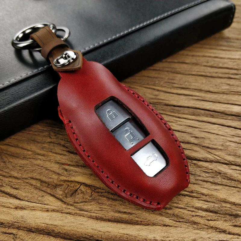 

Handmade Genuine Leather Car Key Cover Case Bag for NISSAN ALTIMA X-TRAIL QASHQAI LANNIA SYLPHY KICKS MURANO for Smart Car Key