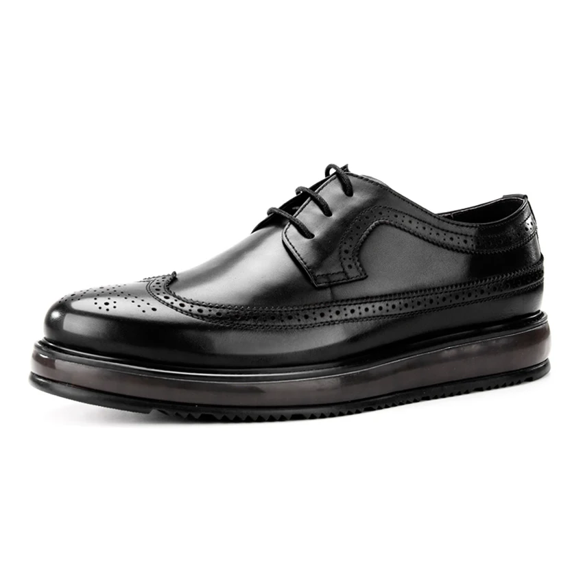 Винтажные мужские оксфорды из натуральной кожи Wingtip деловые туфли с круглым