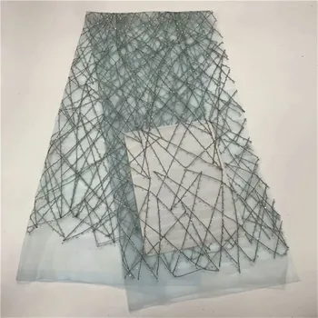 

African French Lace Fabric with sequins High Quality African Tulle Lace Fabric with sequins 5yards green sequin lace fabric