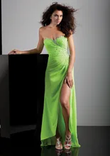 Günstige Neue Ankunft A-line Schatz Bodenlangen Chiffon Abendkleid Gwon Split Abend Formal Dres Backless Kristalle F876