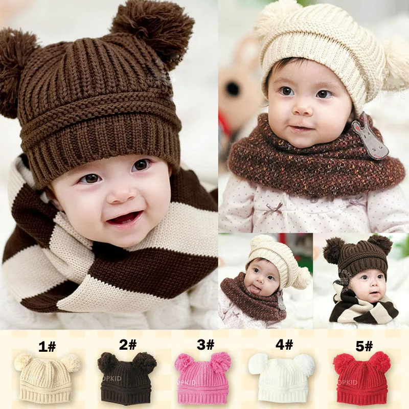 100PCS Baby Beanies Crochet Knitted Kids Hat Children Winter Hats Warm