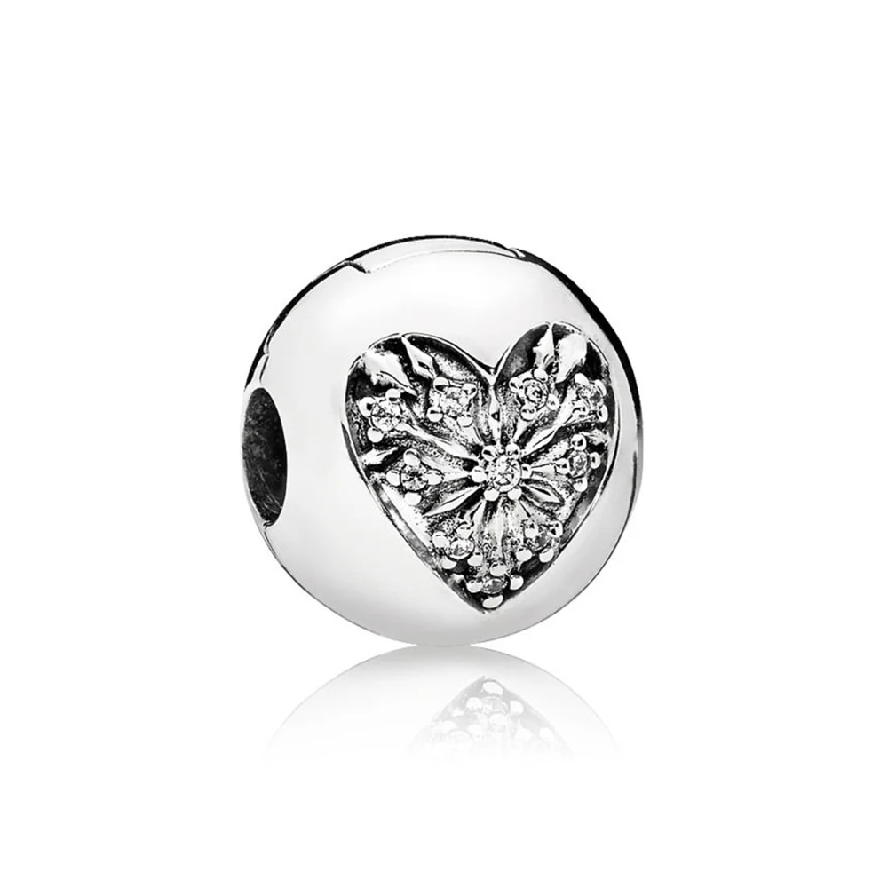

NEW 100% 925 Sterling Silver 1:1 Genuine Gem 796388CZ Heart of Winter Clip Fit DIY Bracelet Original Women Wedding