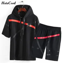 Популярный набор мужской хлопок бренд фитнес костюмы лето 2 шт. Топ короткий комплект мужской s шляпа воротник Мода 2 шт. футболка шорты спортивный костюм