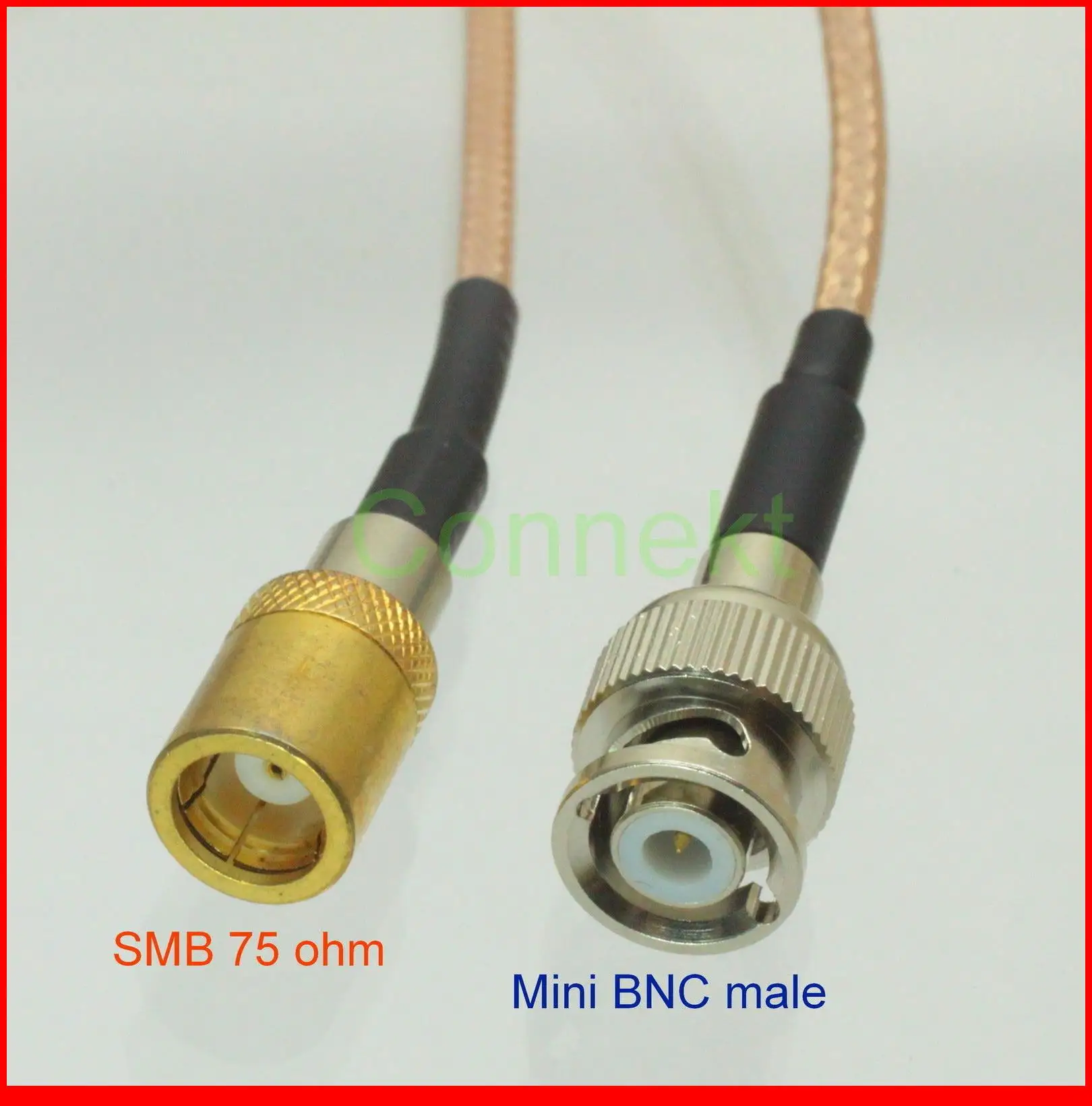 5pcs/lot mini BNC miniBNC male to SMB female 75ohm crimp RG179 jumper