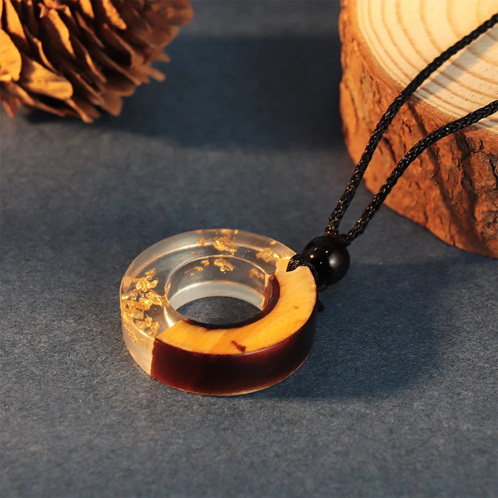 Ручная работа из смолы деревянная подвеска ожерелье деревянная винтажная резная монета ожерелье медаль цепь двойной слоистый чокер, ожерелье, подвеска