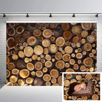 

BEIPOTO Pile of cut timber background newborn photography backdrops wood texture baby portrait studio picture photographic