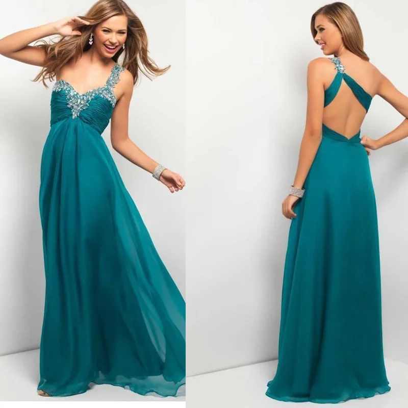 9 Custom Made 2014 Chiffon Elegant One Shoulder Evening Dresses with Crystals Special Occasion Robe De Soiree | Свадьбы и торжества