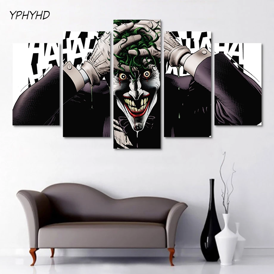 YPHYHD 5 Panel Movie Joker Living Room Modern Printed Painting On
