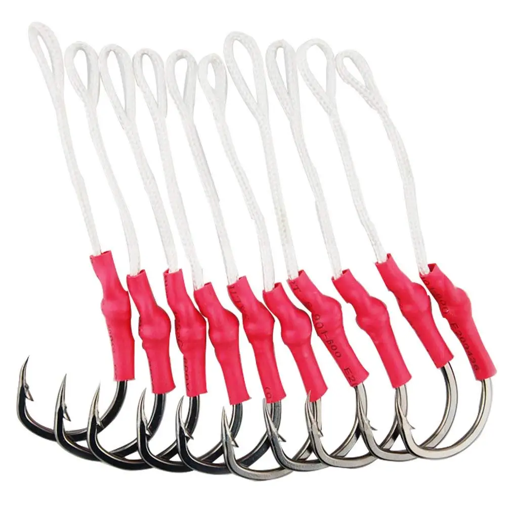 

10pcs 10827 Jig Assist Fishing Hooks Jigging Assist Bait Fishing Hook With PE Line Size 1/0 2/0 3/0 4/0 5/0 6/0 7/0 8/0 9/0 10/0