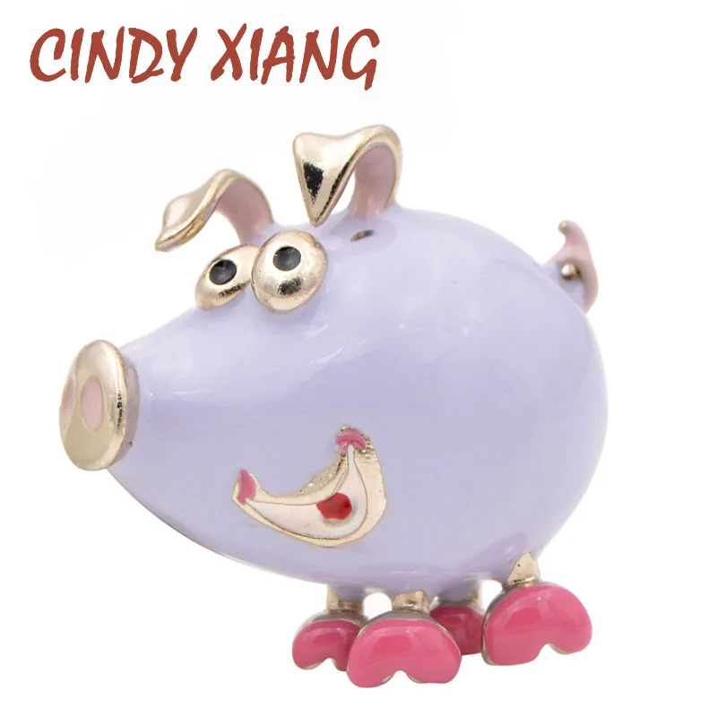 

CINDY XIANG 2 Colors Available Enamel Pig Brooches for Women Chinese Pig Year Animal Pins Cute Cartoon Style Brooch Good Gift