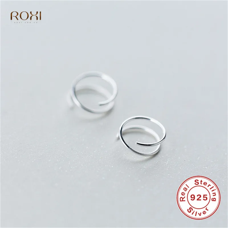 ROXI, 925 пробы, серебряные серьги для женщин, спиральные ушные кости, ушные пряжки, кольцо, мини двойное кольцо, пирсинг, маленькие серьги