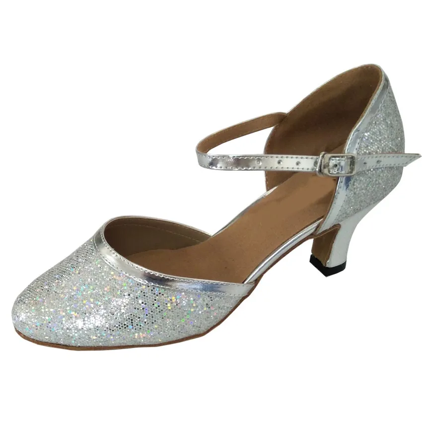 Elisha Dance Shoe Women's Full Size Customized Heel Closed Toe Ballroom Party Latin Salsa Silver Lady Dancing Shoes | Спорт и