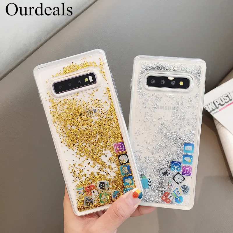 

Ourdeals Bling Quicksand Liquid Phone Case For Samsung Galaxy S8 S9 S10 Plus Note 8 Note 9 Case Silicone Dynamic Glitter Cover