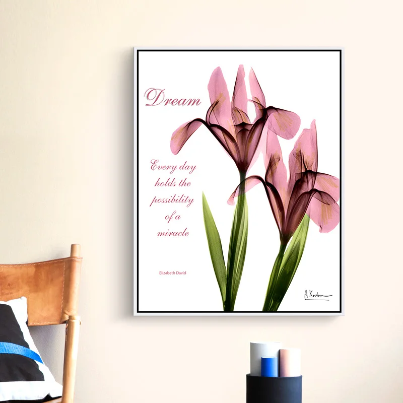 Purple-Flower-Canvas-Painting-Oil-Paint-Pink-Floral-Photo-Home-Decoration-Long-Stem-Leaf-Prints-Office (4)