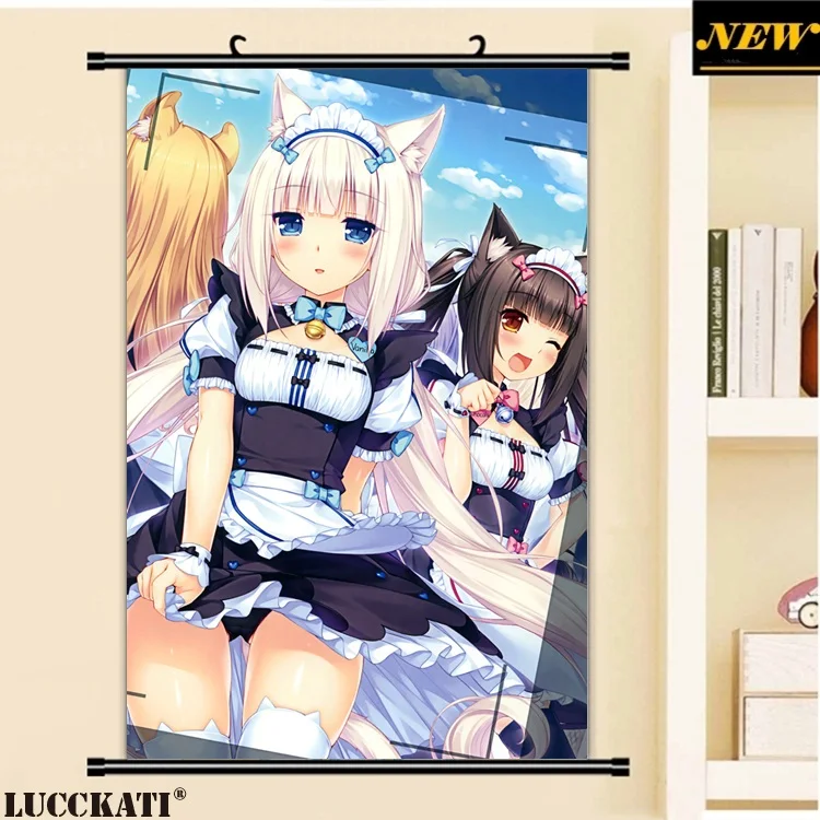 40X60 см Neko Para nekopara животные уши nekomimi хвост соски лоли мультфильм аниме Настенная картина Фреска плакат прокрутки холст живопись - Цвет: K