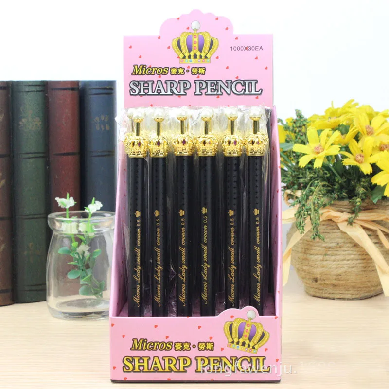 

1 Lot=30pcs Korean Crown Style Blue Ink Ballpoint Pen Metal Penholder Creative Office School Writing Pen Stationery Hot Sales