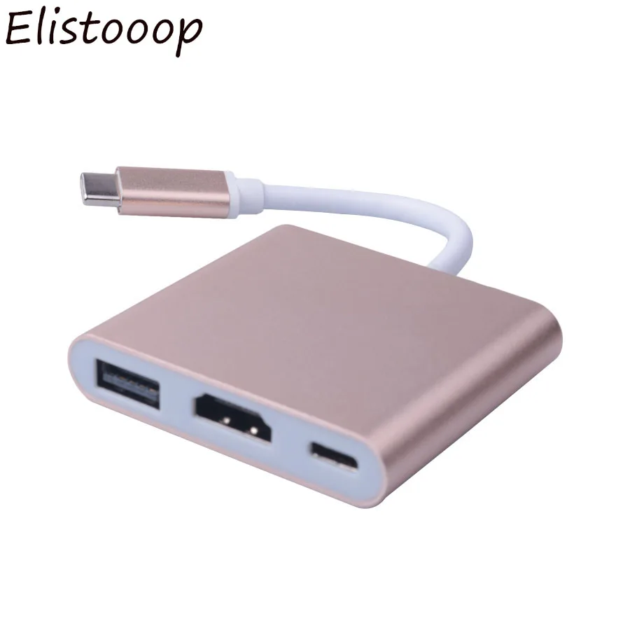 Видео адаптер Elistooop type-C-HDMI USB разъем type C 3,1 для Apple Macbook HDMI 4K 1080P USB 3,1 USB-C конвертер