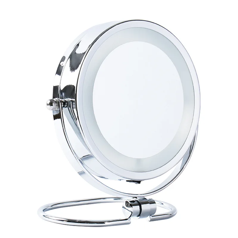 6 дюймов Модные высокой четкости настольное зеркало для макияжа 2-лицевая сторона светодиодный зеркало 3X увеличительное Ванная комната со складным зеркалом Батарея приведенный в действие