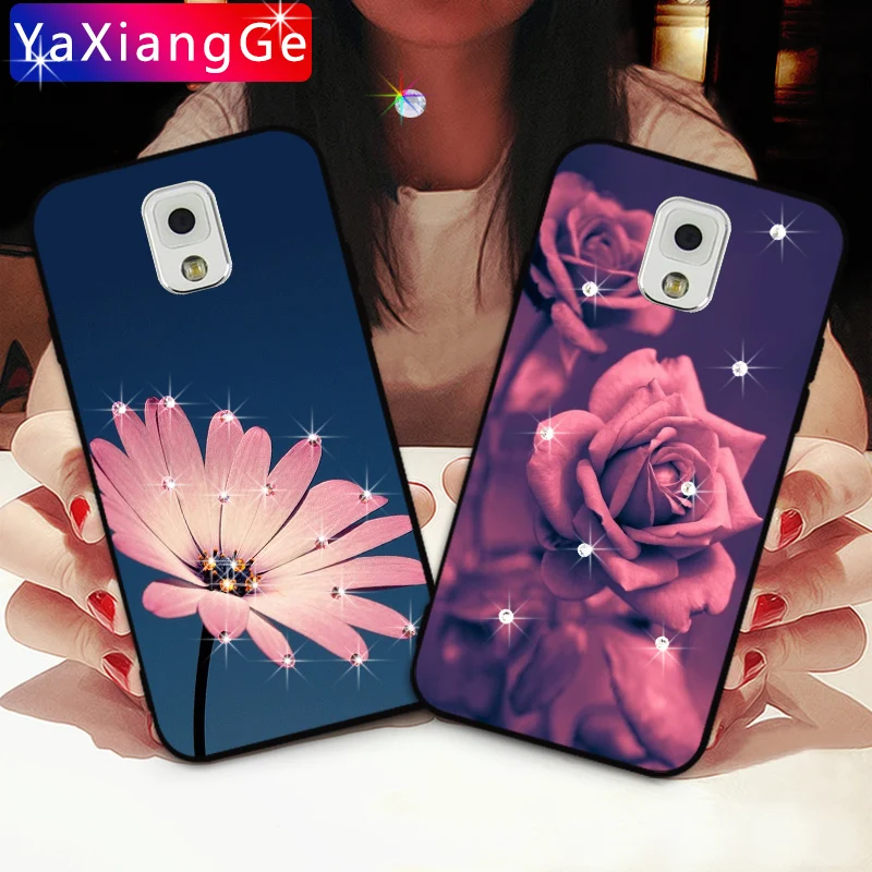 

Flower Rose Diamond Case For Samsung Galaxy Note 3 Neo 4 5 J5 J7 Prime Soft silicone Rhinestone back Cover For Galaxy Mega 2 6.3
