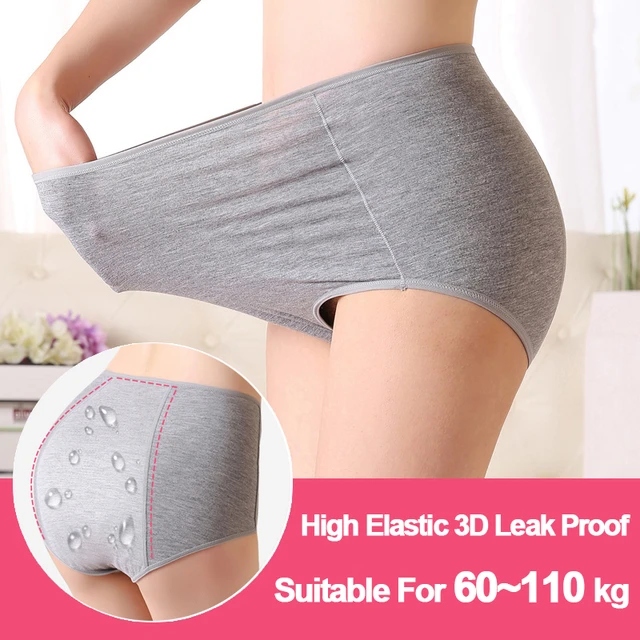 Large Size High Waist Period Panties For Women Briefs Cotton Menstrual  Panties Leak Proof Plus Size Underwear Female XXXL 4XL