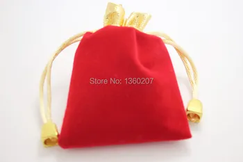 

25PCs/lot Red Velvet Drawstring Pouches Jewelry Gift Bags 12cm x 9cm