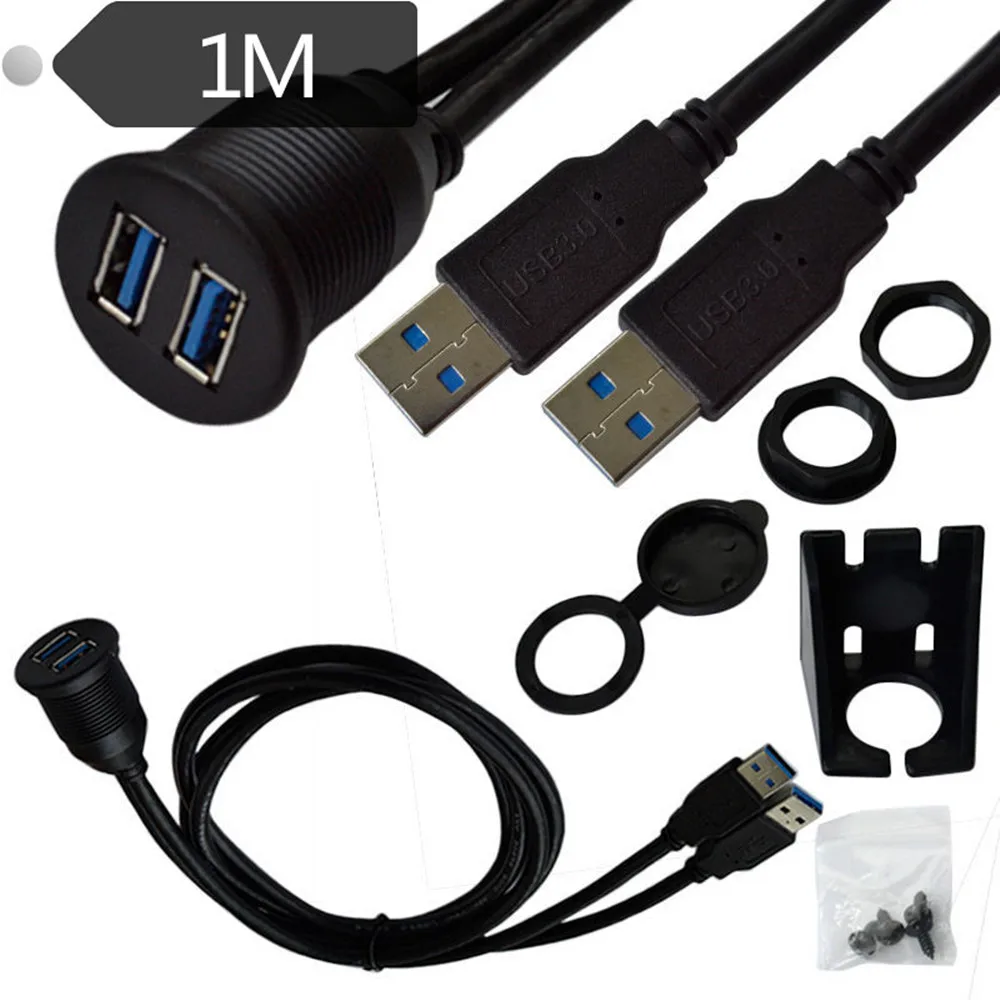 

Car Dashboard Flush Mount USB Dock Adapter Dashboard Panel 3.0 Port Male to Female Cable Extension Cable for Motorcycle Boat Hot