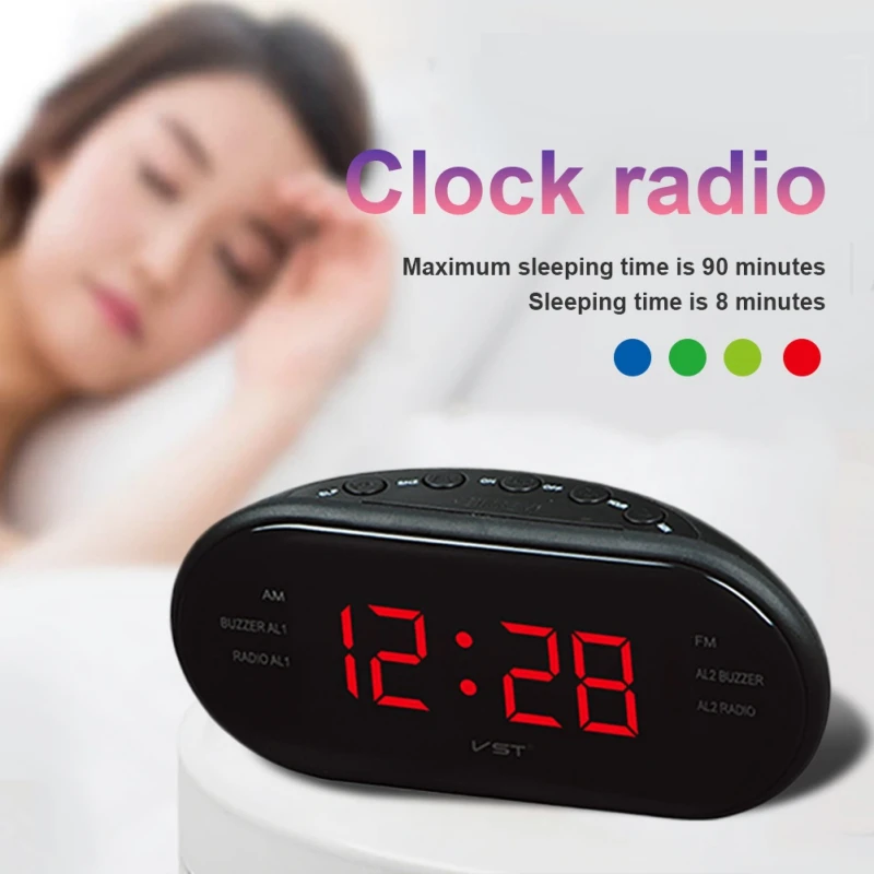 EDAL New Fashion Modern AM/FM LED Clock Radio Electronic Desktop Digital Table Clocks Snooze Function-25