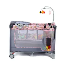Многофункциональная с роликом и ремнем безопасности Детская кроватка игровая Кровать Складная портативная двухслойная дорожная кровать детская площадка