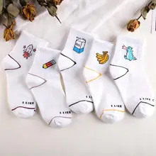1 пара Женские носки Харадзюку милый мультяшный буквенный забавные носки для девочек