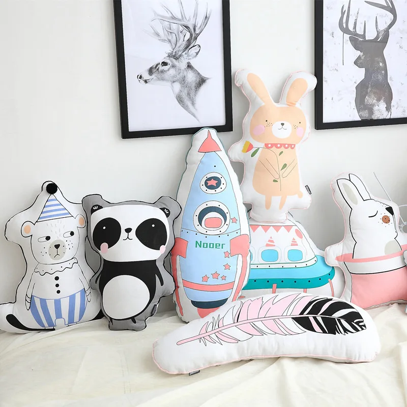 

D Cool Washable rabbit panda spaceship rocket feather Sleep Pillow Baby Child Kids Plush Toy Cushion Doll Babies Lovely Toys