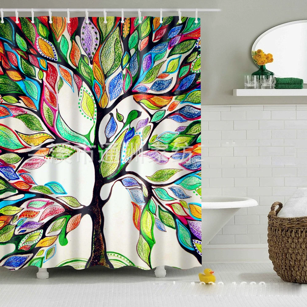 2018 Waterproof Bath Curtains Modern big tree American stryle shower