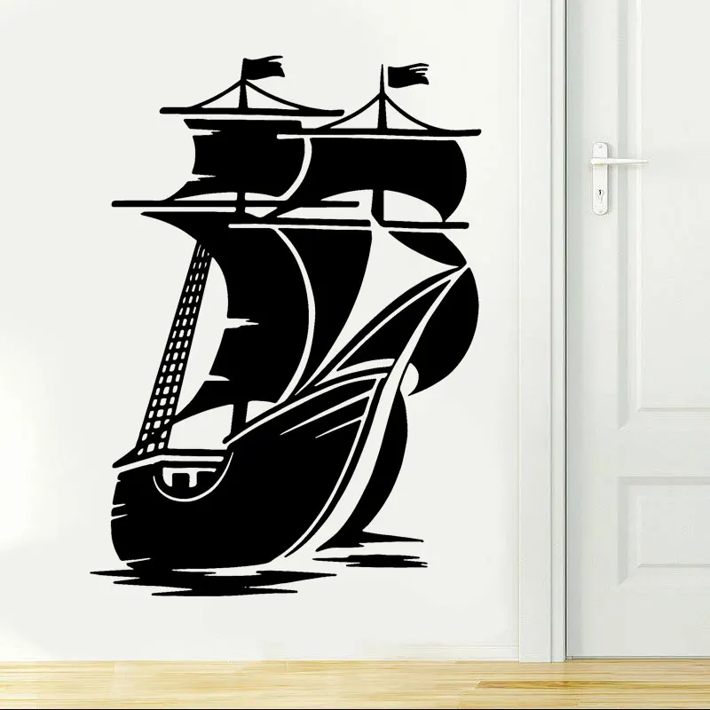 

Nautical Home Decor Vintage Pirates Ship Sailboat Vinyl Decals Interior Decoration Living Room Adhesive Wallpaper Murals B-19