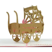 Горячая Распродажа, 3D открытка для детей в коляске, открытка на день рождения, подарок для детей, бумажная открытка с Киригами ручной работы, 3D открытка(девочка