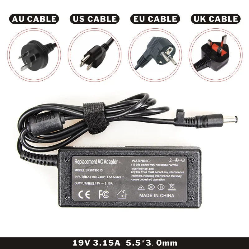 FDBRO адаптер переменного тока для ноутбука 19V3.15A5.5*3 0 зарядное устройство Samsung N110 N120