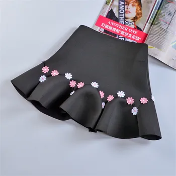 

2019 New Spring Autumn Women High Waist Ball Gown Skirt Space Cotton Embroidery Skirt Sweety Girl Preppy Style Skirts Mini WZ657