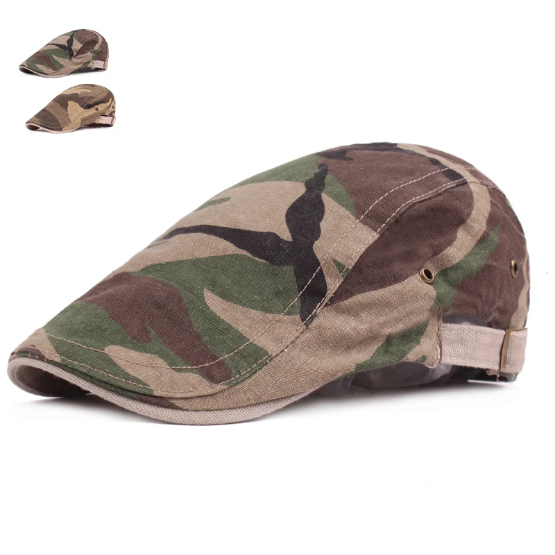 

Fashion Summer Beret Caps For Men Women Camouflage Visors Sun Hat Army Flat Caps Adjustable Berets Casquette Cotton Boina Caps