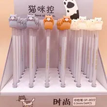 36 шт./упак. 0,5 мм креативная Милая мультяшная гелевая ручка с фигуркой котенка Силиконовая ручка на водных чернилах kawaii Студенческая награда вечерние подарки чернильное перо
