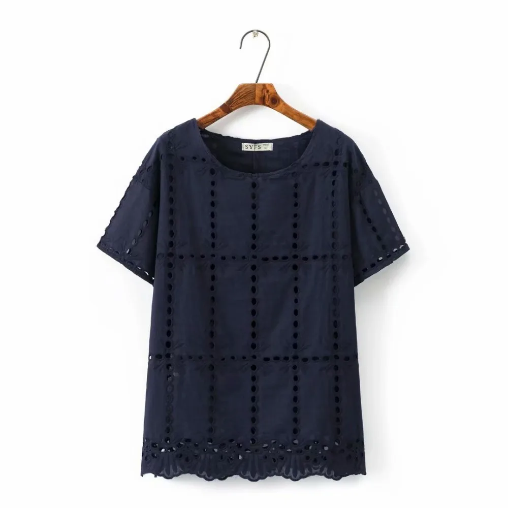 Ubetoku Летняя женская хлопковая Футболка женская рубашка с короткими рукавами однотонные Топы полые 4XL Большие размеры Модная женская офисная одежда