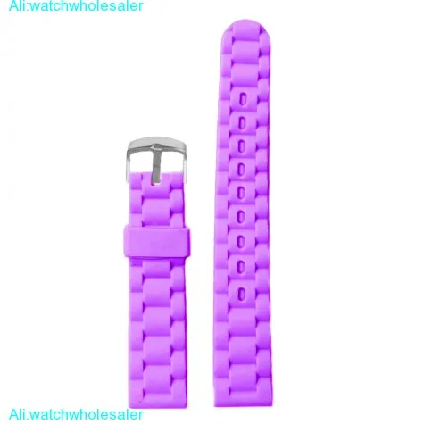 18mm Purple Daffodil  Silicone Jelly Rubber Ladies Watch Band Straps WB1060Q18JB
