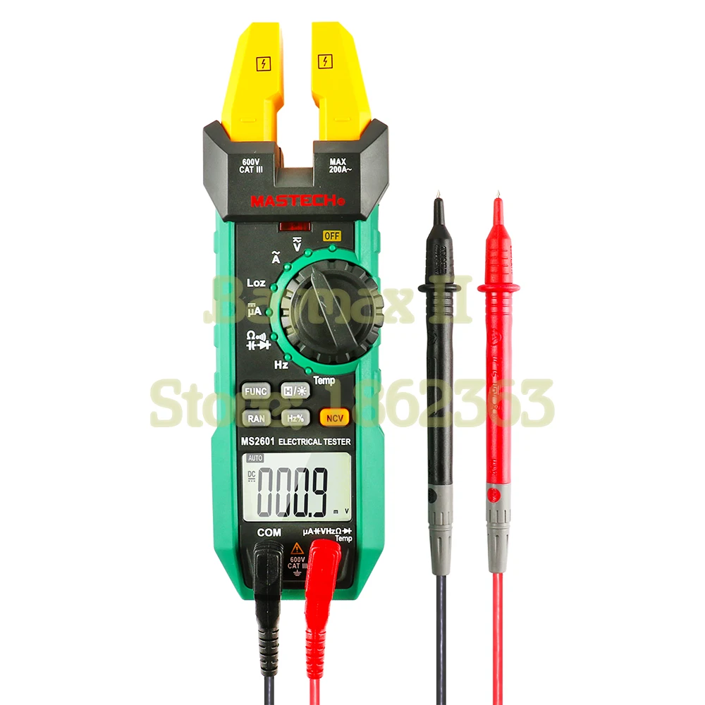 

Mastech MS2601 Fork Type Digtial Clamp Meter for AC/DC Voltage Current Measurmnet with NCV, ohm, Cap, Freq Test